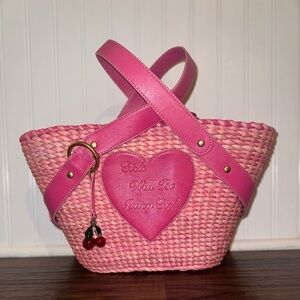 ✨Pink Y2K Vintage BarbieCore Juicy Couture Straw Bag Girls Will Be Juicy Girls💖